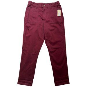 St. John's Bay Women's Straight Pants Flat Front Stretch Size 14 Autumn Burgundy